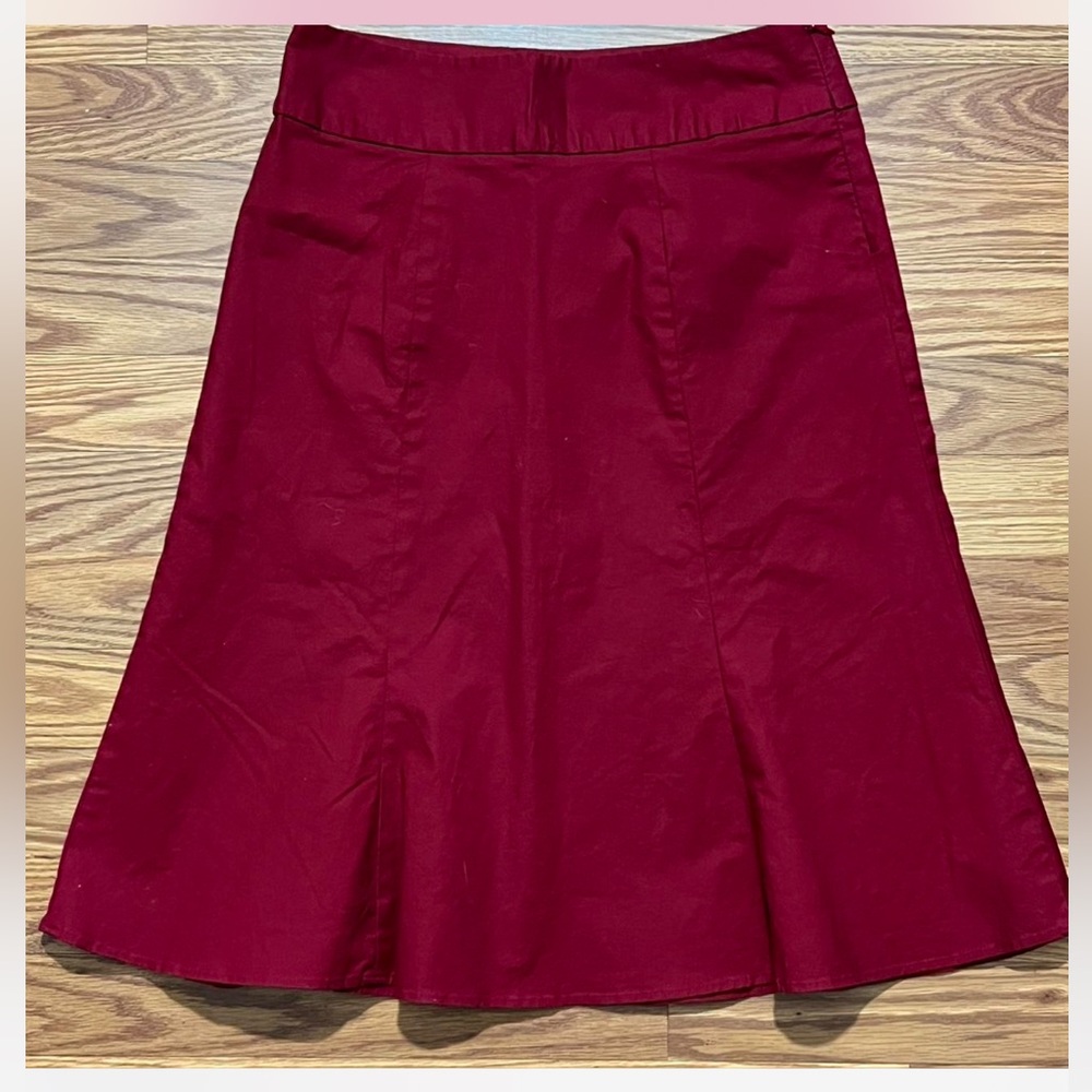GAP Red A-Line Knee-Length Skirt with Ruched Details